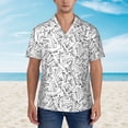 thumbnail image 2 of Fuzoiu Black White Music Print Hawaiian Shirt for Men, Summer Beach Casual Short Sleeve Button Down Shirts, Men’s Beach Summer Shirts with Pocket,X-Large, 2 of 7