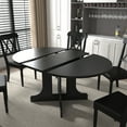 thumbnail image 4 of Aowos Dining Table for Farmhouse Kitchen 59x43 Inch Expandable Oval Table Top with Removable Leaf Trestle X Shaped Base Black, 4 of 9