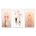 thumbnail image 2 of Designart "Pastel Pink Boho Chic Fashionista" Modern Geometric Framed Wall Art Set Of 3 - Pink Abstract Frame Gallery Wall Set For Home Decor, 2 of 6