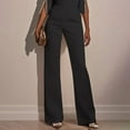 thumbnail image 3 of VIWORLD Women's Solid Color Round Neck Mid-Sleeve Jumpsuit with Pearl Accents, Elegant & Casual Summer Outfit, 3 of 4
