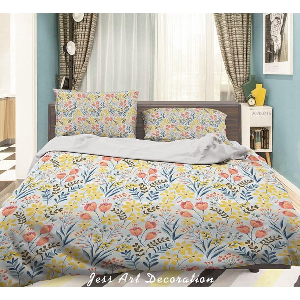 3D Colorido Planta Hojas Floral Patrón Funda de edredón Set Ropa de Cama Set Edredón