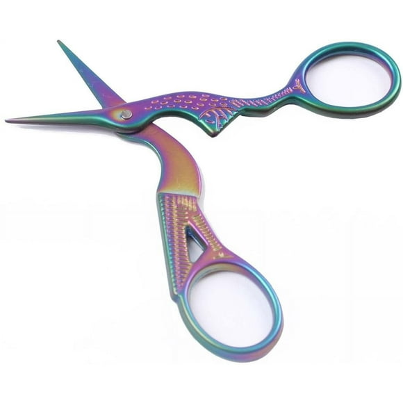 BIHRTC Stainless Steel Sharp Tip Classic Stork Scissors Crane Design Sewing Scissors DIY Tools Dressmaker Shears Scissors for Embroidery, Craft, Needle Work, Art Work & Everyday Use (3.6", Colorful)
