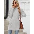 thumbnail image 2 of 2024 Women's Sweatshirts Tunic Top Trendy Half High Neck Long Sleeve Shirts with Pocket Solid Color Loose Fit Pullover Tops Comfy (Gray,XX-Large), 2 of 6