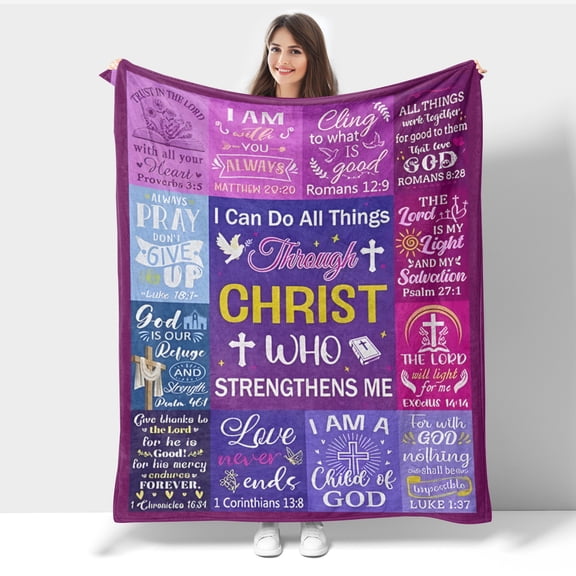 Christian Gifts for Women Inspirational Religious Blanket Bible Verse Prayer Flannel Throw Blanket Catholic Spiritual Faith Ultra Soft Healing Blanket 30"X 40"