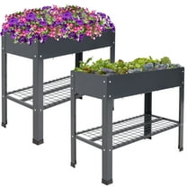 Sunnydaze 35.75" x 16" x 31.75" Dark Gray Galvanized Steel Raised Garden Bed, Set of 2