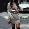 thumbnail image 2 of Christmas Dresses for Women Casual Long Pullover Long Sleeve Round Neck Mini Sweatshirt Dress Sweater Dresses, 2 of 4