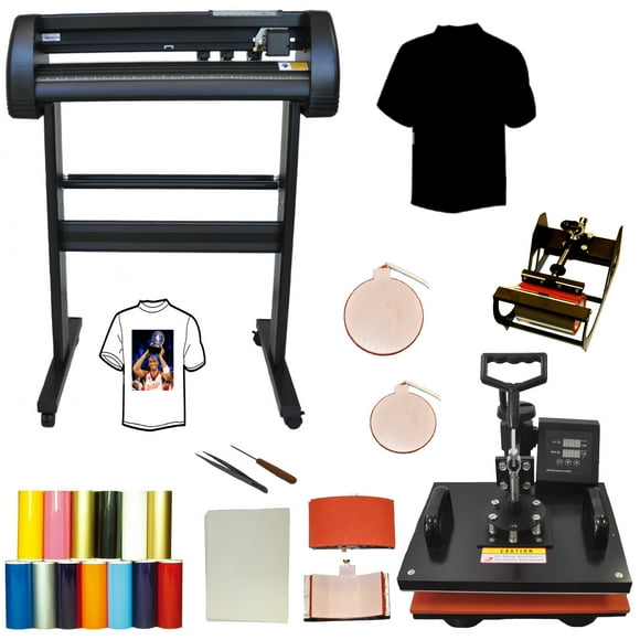Heat Press Transfer Machine 5in1 Vinyl Cutter Plotter 28 inch Bundle