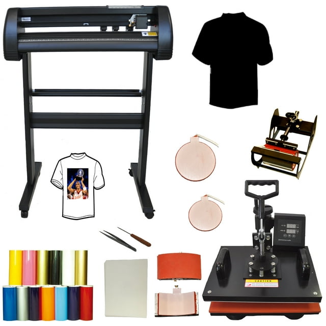 Heat Press Transfer Machine 5in1 Vinyl Cutter Plotter 28 inch Bundle