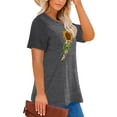 thumbnail image 3 of Anbech Skeleton Hand Holding Sunflower Plus Size T-Shirts for Women Graphic Sunflower Print Oversize Short Sleeves T-Shirt with Round Neck, 3 of 4