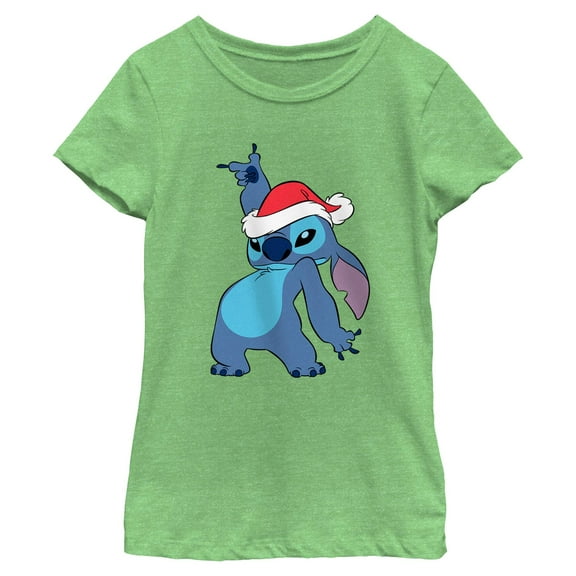 Girls Lilo & Stitch Cool Dancing Christmas Hat Stitch T Shirt