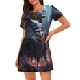 thumbnail image 1 of Easygdp Urban Mechanical Dragon Camisón de manga corta para mujer, informal, estampado, 1 of 6