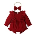 thumbnail image 3 of Elainilye Fashion Baby Clothes for Girls Long Sleeve Bodysuit Romper Newborn Bodysuits Headbands Set, Sizes 3-18 Months, 3 of 6