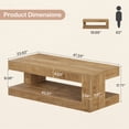 thumbnail image 2 of Finmind Rectangular Coffee Table for Living Room, 47.24-inch Farmhouse 2-Tier Accent Center Tea Cocktail Table with Storage, Light Brown, 2 of 8
