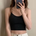 thumbnail image 2 of Tops cortos para mujer, camiseta sin , suave, inconfundible, inalámbrica, en apariencia de U, , sin costuras, color , camiseta sin , negro única Soledad Camisola, 2 of 10