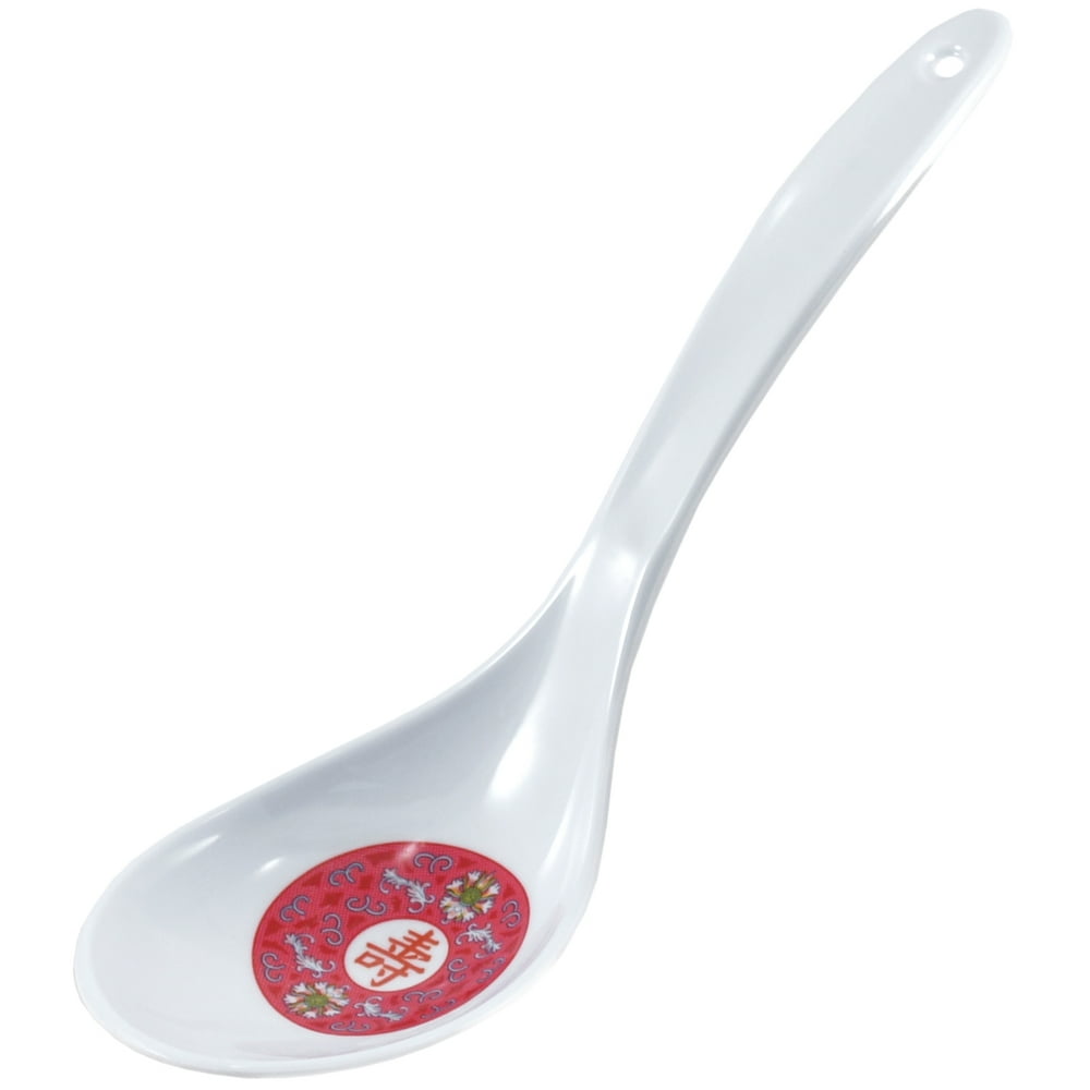 Red Longevity Melamine Asian Serving Spoon