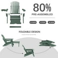 thumbnail image 6 of 2PCS Folding Adirondack Chair with Ottoman, Adjustable Backrest Plastic HDPE Adirondack Chairs w/4 in 1 Cup Holder Tray, Dark Green, 6 of 7