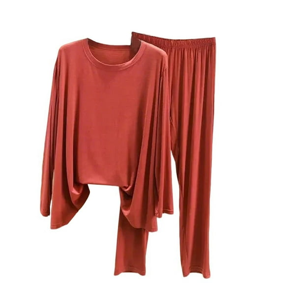 UAMVSH Women's Two Piece Pajamas Sets Crewneck Soft Sleepwear Long Sleeve Top Pants Comfy Pjs Set Sleepwear