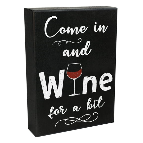 JennyGems Wine Gifts for Women, Funny Wine Signs Friendship Gifts, Come in and Wine for a Bit, Wine Accessories, 6x8 Inch Wood Sign, Rustic Farmhouse Decor Wine Decor, BFF Gifts, Gifts for Friends