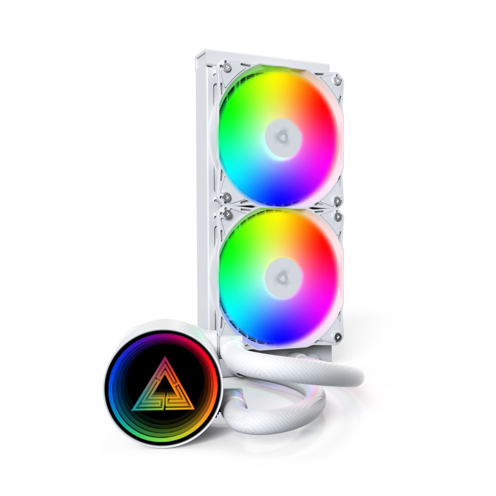MONTECH Lightflow ARGB 240 White – Ultra-Quiet AIO Liquid CPU Cooler ARGB-Free
