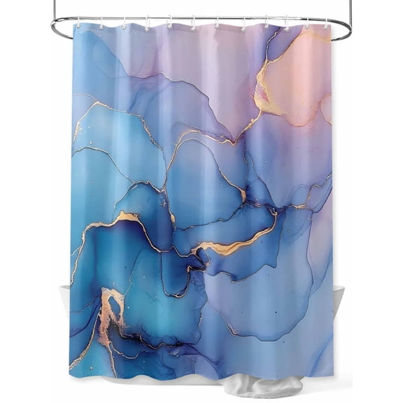 Fsddascl Purple Pink Shower Curtain Set - Long 72" x 84" Washable Bathtub Curtain with 12 Hooks, Modern Blue Gold Marble Textured Waterproof Fabric Stall Shower Curtains for Bathroom/Bathtub Décor