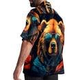 thumbnail image 3 of Vintage Bear Men's Short Sleeve Beach Shirts, Casual Printed Button Down, Summer Unisex Spread Collar Tops, 3 of 6