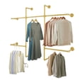 thumbnail image 4 of ToppiJoy Pipe Clothing Racks, Wall Mounted Garment Rack with 5 Hanging Rods, Heavy Duty Metal Closet Rods for Home, Retail Stores, Shopping Malls (Gold), 4 of 14