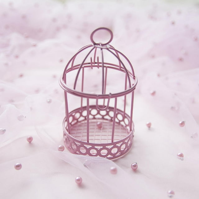 Jaula de pájaros de Metal organizador de maquillaje joyería baratija bandeja soporte para cupcakes bandeja de Perfume Rosado Sharpla organizador de cocina