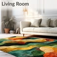 thumbnail image 2 of Ultra Soft Area Rug, Abstract Colorful Gold Black Green Orange Wave, Non Slip, Stain Resistant, Washable Area Rugs for Living Room, Bedroom(Brown, 4X6), 2 of 8