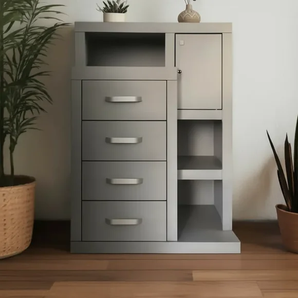 Cajonera alhajero con llave R21 Muebles Anayanzy Moderna 4 cajones blanco