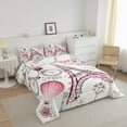thumbnail image 3 of Eiffel Tower Couple Comforter Set Queen Pink Floral Decor Down Comforter,Romantic Theme Decor Adult Women Couple Quilted Duvet Paris Cityscape Printed Stylish Simple Soft Bedding Comforters, 3 of 5