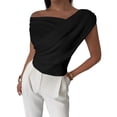 thumbnail image 1 of Top Corto de Verano con Hombros Descubiertos para Mujer, , Sin Mangas, con un Solo Hombro Fruncido, Estilo Y2K, para Salir Negro XXL, 1 of 9