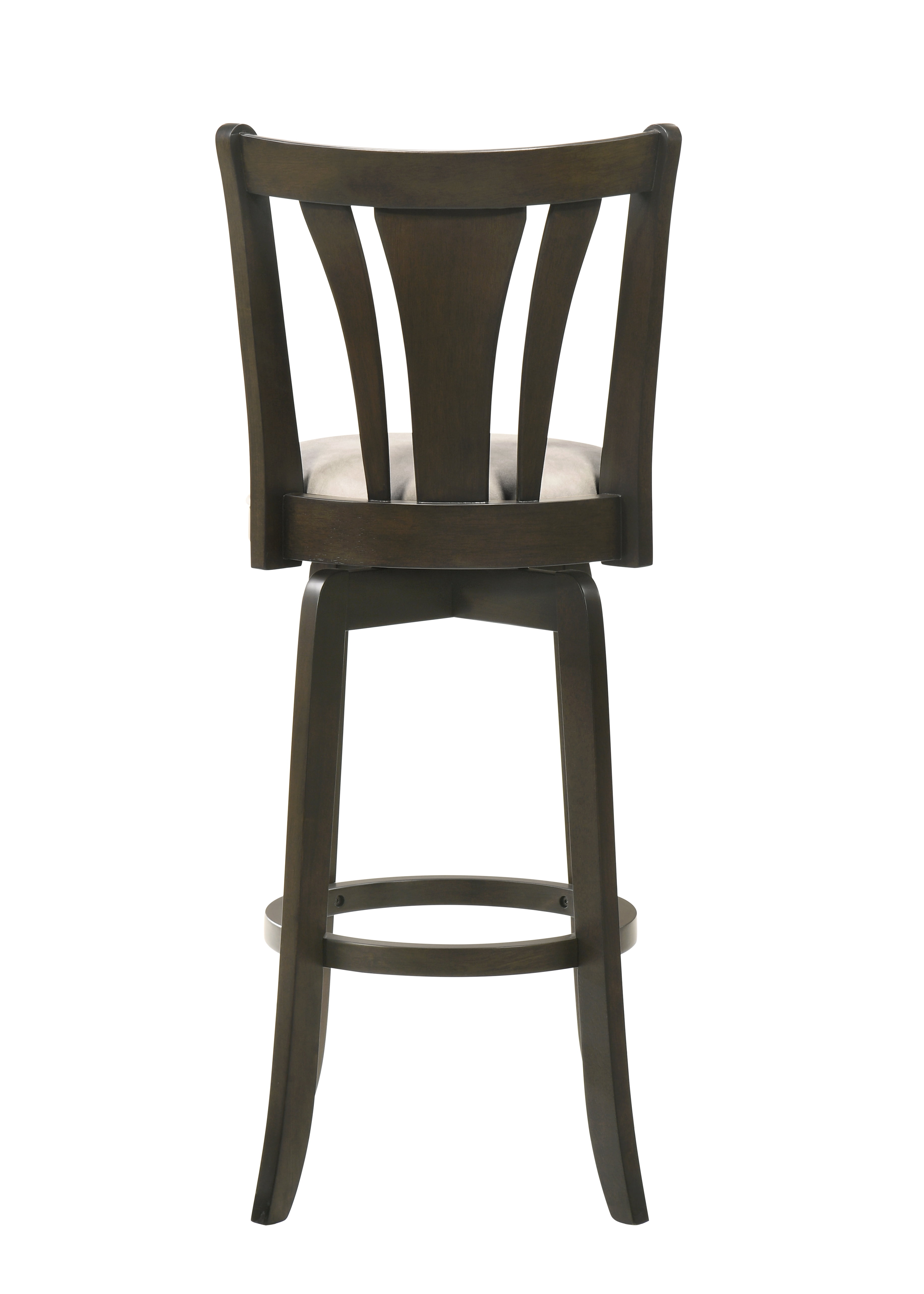 Elle 30 in. Dark Roast Bar Height Rubberwood Swivel Barstool with Grey Fabric Seat - Set of 3