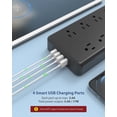 thumbnail image 4 of TROND Surge Protector Power Strip with USB, 5ft Long Extension Cord for 4 USB and 8 AC Outlets, ETL Listed, Black, 4 of 7