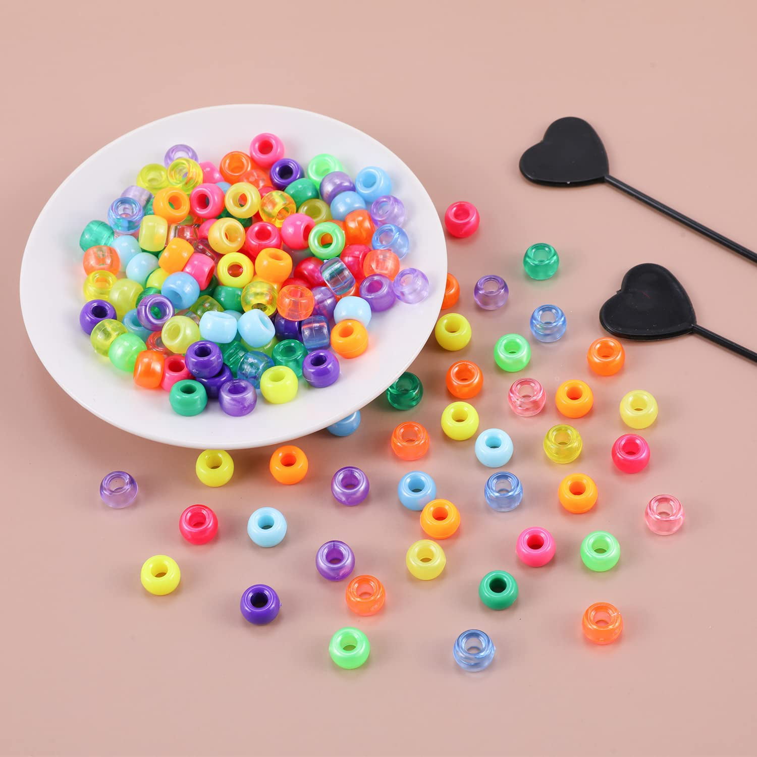 Miss Rabbit 1610+ Pcs Kandi Beads Bracelet Making Kit, Rainbow Pony Beads  for Jewelry Making with Letter Beads Elastic String, Hair Beads for Braids