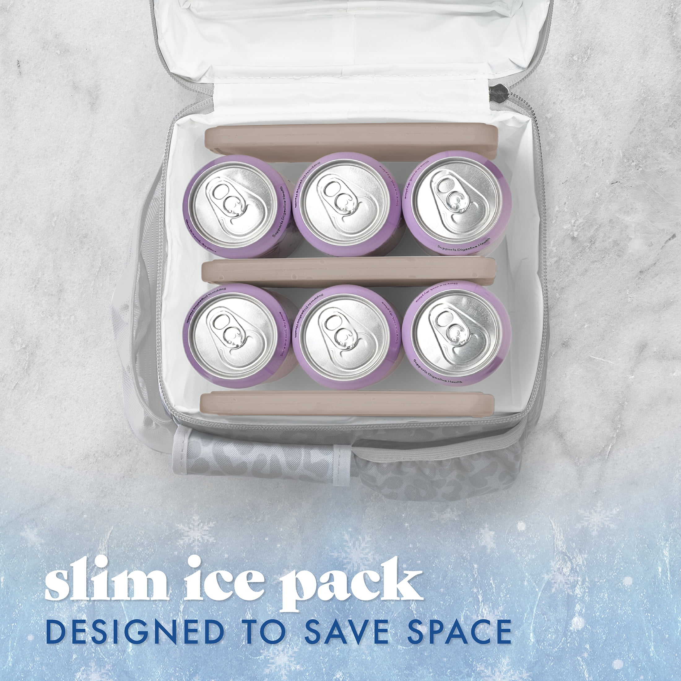 Cool Coolers by Fit & Fresh XL Slim Ice Packs, Space Saving Reusable Ice Packs for Lunch Boxes, Freezer Packs, Reusable Ice Packs for Lunch Boxes & Coolers, 4pk, Taupe