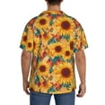 thumbnail image 3 of Pofeuu Diamond Bohemian Sunflower Print Mens Casual Short Sleeve Shirts Beach Summer Spread Collar Pocket Tops Men's Casual Short-sleeved Shirt-4X-Large, 3 of 5