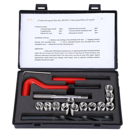 

17 Pcs Thread Inserts M12x1.5 Female Thread Repairing Accessory Assortment Kit