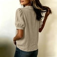 thumbnail image 5 of Guluxicc Women's Cotton Blouses Henley Button Closure Collared Short Bubble Sleeve Tops for Everyday Wear Summer Fall Casual Blouses, 5 of 9
