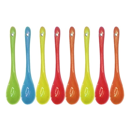 

8pcs 13cm Ceramic Spoon Multi-function Coffee Scoop Tea Spoon Tableware for Home Restaurant (Random Color)