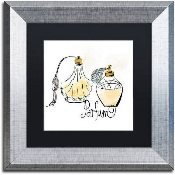 Trademark Fine Art "Perfume Bottles" Canvas Art by Lisa Powell Braun, Black Matte, Silver Frame