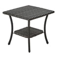 thumbnail image 2 of PARKWELL Outdoor Patio Side Tables Brown Wicker Rattan End Table with Storage Shelf, 2 of 6