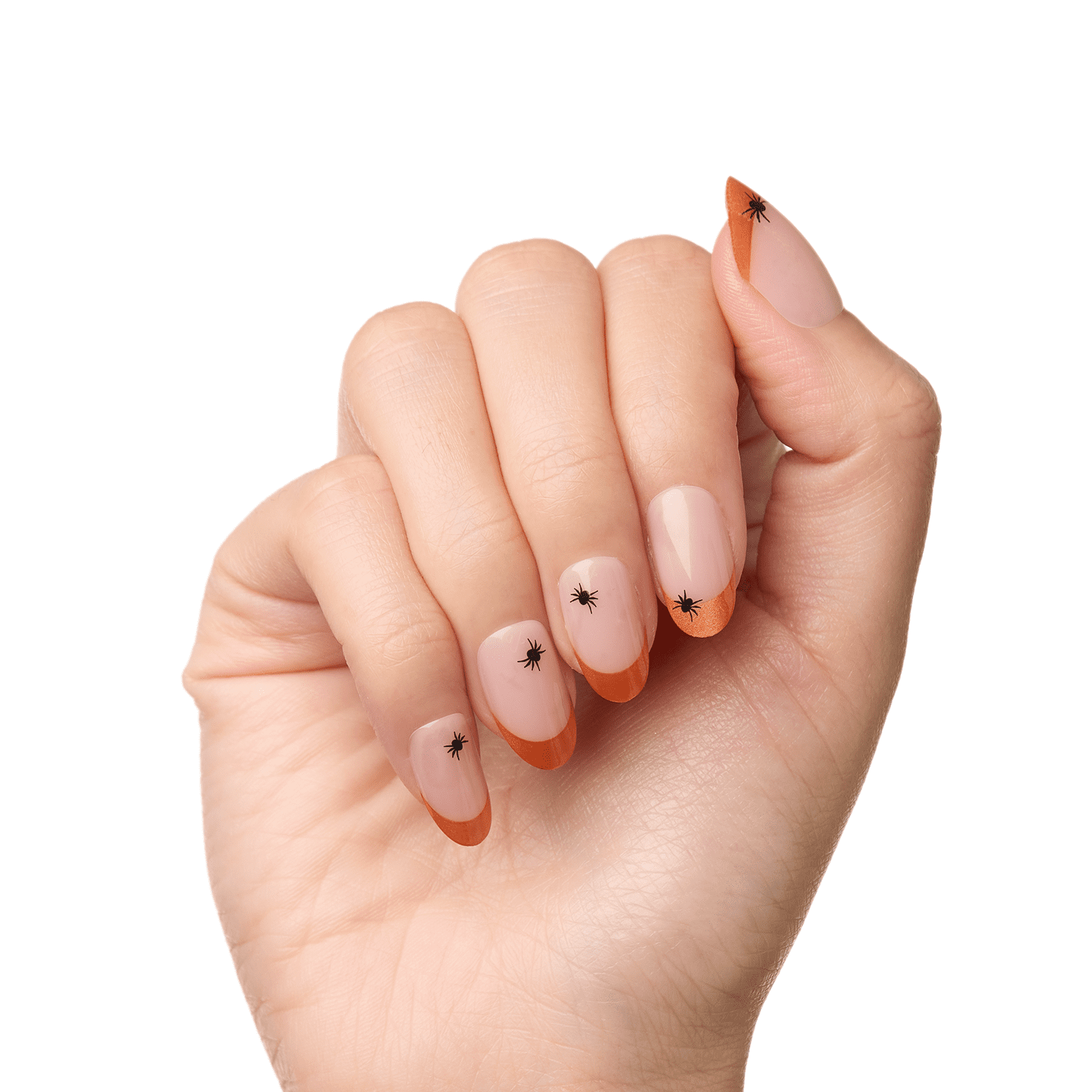 Olive & June Instant Mani Medium Oval Press-on Nails, Itsy Bitsy Spider French, 42 Pieces