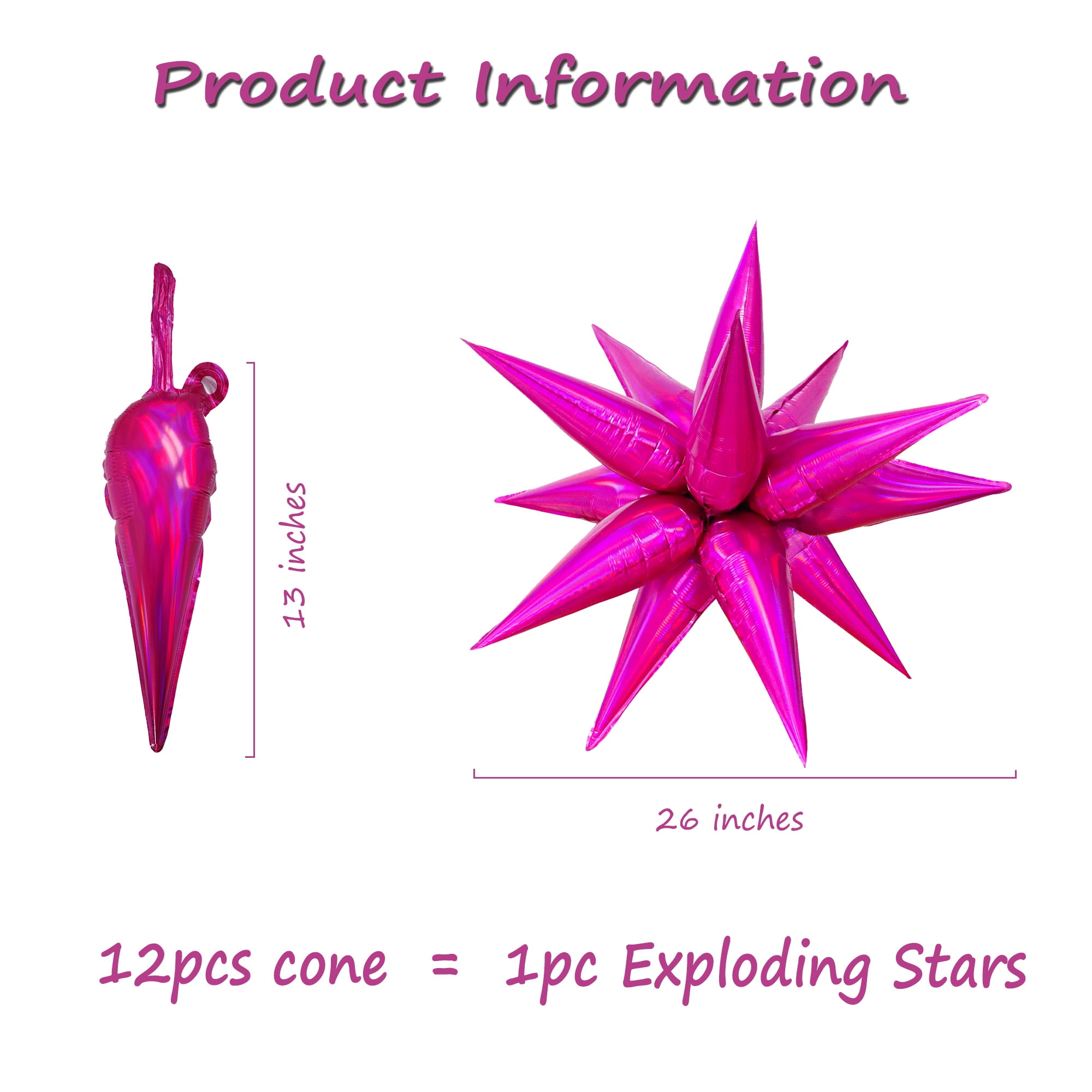Cymylar Star Balloons,26inch Hot Pink Birthday Party Decorations, Bachelorette Parties, Weddings,3pc