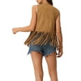thumbnail image 3 of INSPIRE CHIC Women's Cardigan Fringe Vest Open Front Western Vintage Faux Suede Tassel Cardigan S Yellow, 3 of 6