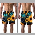 thumbnail image 3 of luoweisi Men's Beach Shorts Quick Dry Swim Trunks with Mesh Lining Sunflower Butterfly XL, 3 of 5
