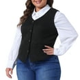 thumbnail image 2 of DARING DIVA Women's Plus Size Fully Lined 4 Button V-Neck Dressy Suit Vest 1X Black, 2 of 6