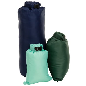 Outdoor Products Ultimate Dry Sacks, 3 Pack, Weather Resistant Dry Bag Roll Top, Unisex, Green, Blue