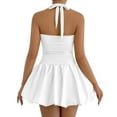 thumbnail image 3 of Telankuip Women's Halter Bubble Dress Trendy Sleeveless Backless Mini Dresses with Adjustable Sash for Party Evening Gala Club Night out Casual Solid Color Short Dressy White S, 3 of 8