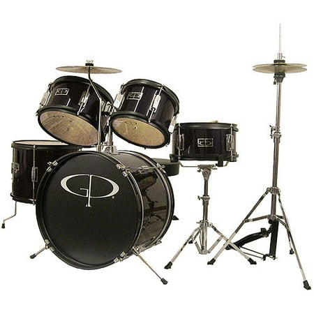 GP Percussion 5-Piece Junior Drum Set, Metallic Black