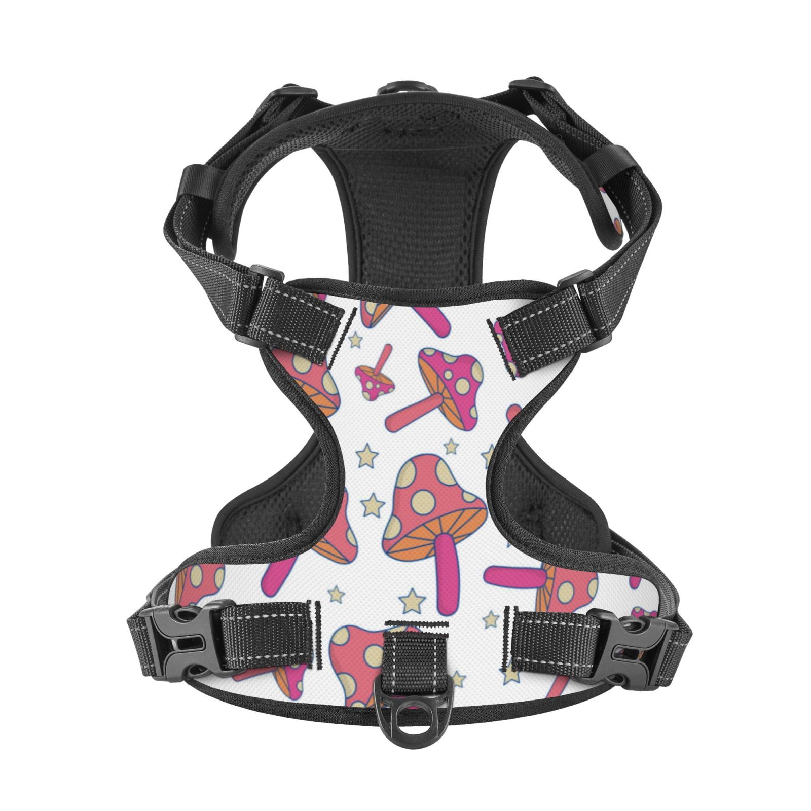 Kdxio Purple Mushroom Print No Pull Dog Harness Adjustable Reflective Oxford Easy Control Medium Large Dog Harness for Training and Everyday-Small